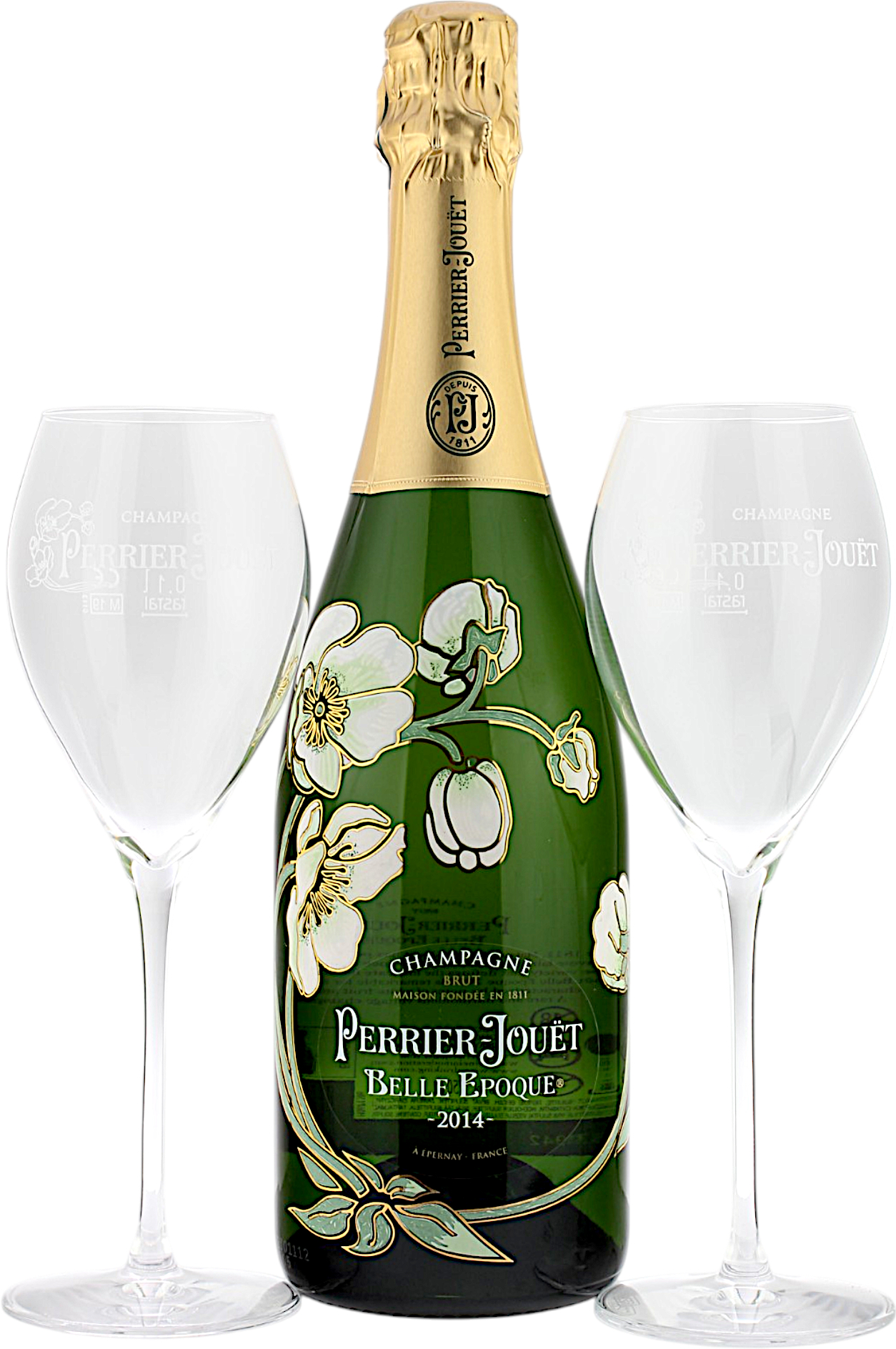 Perrier Jouët Belle Epoque 2014 Set mit 2 Gläsern 12.5% 0,75l