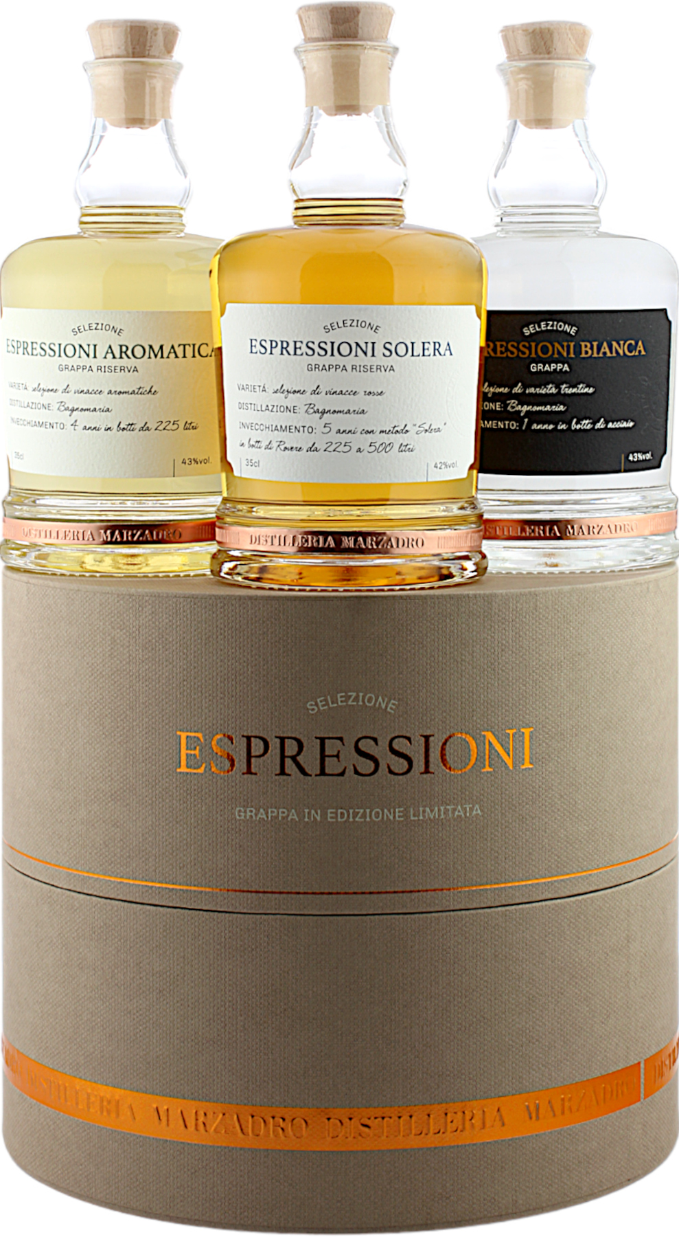 Marzadro Collezione Mini Espressioni Grappa 3er Geschenkset 42.6% 3x350ml