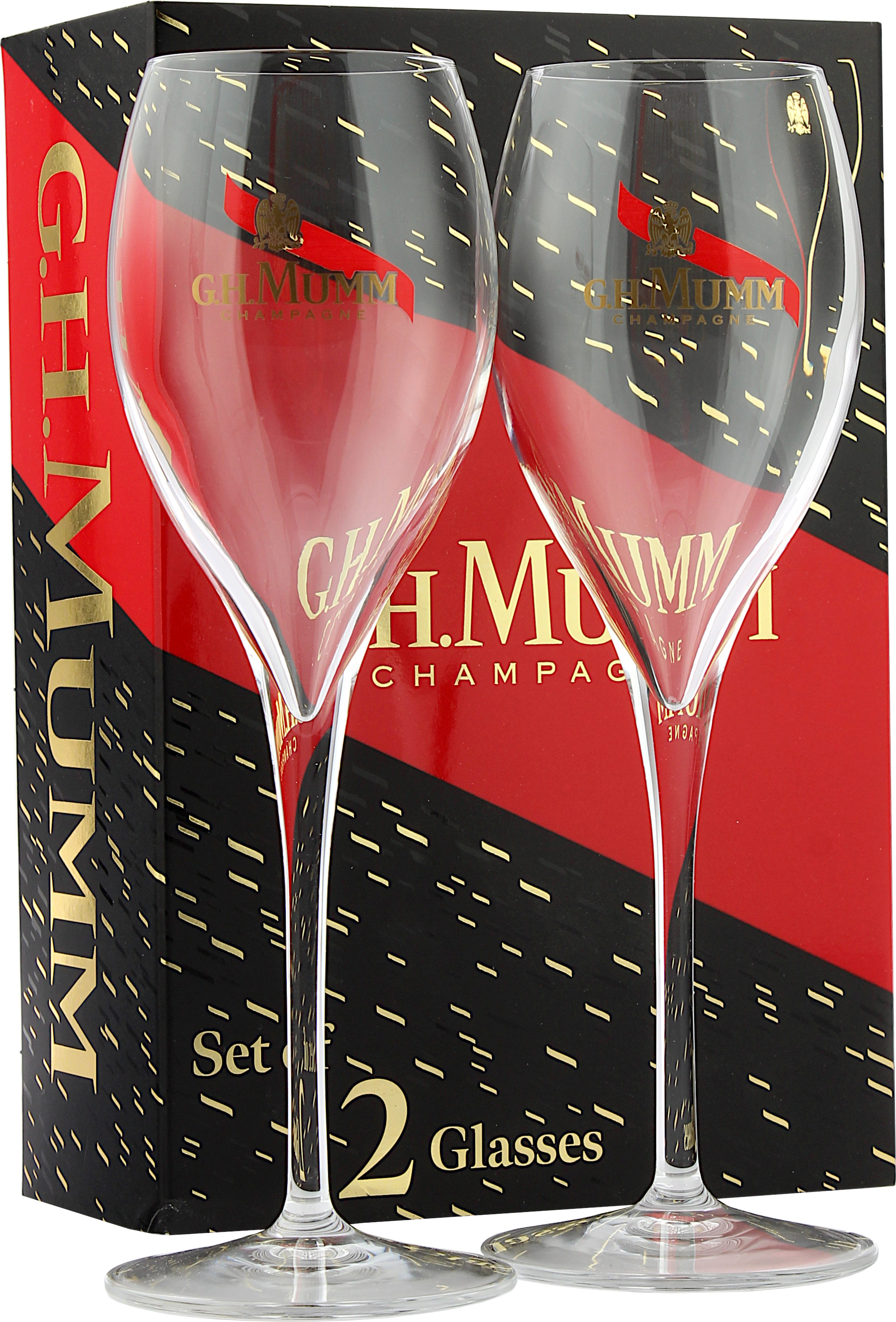 G.H. Mumm Geschenkset mit 2 Flute Champagnergläser