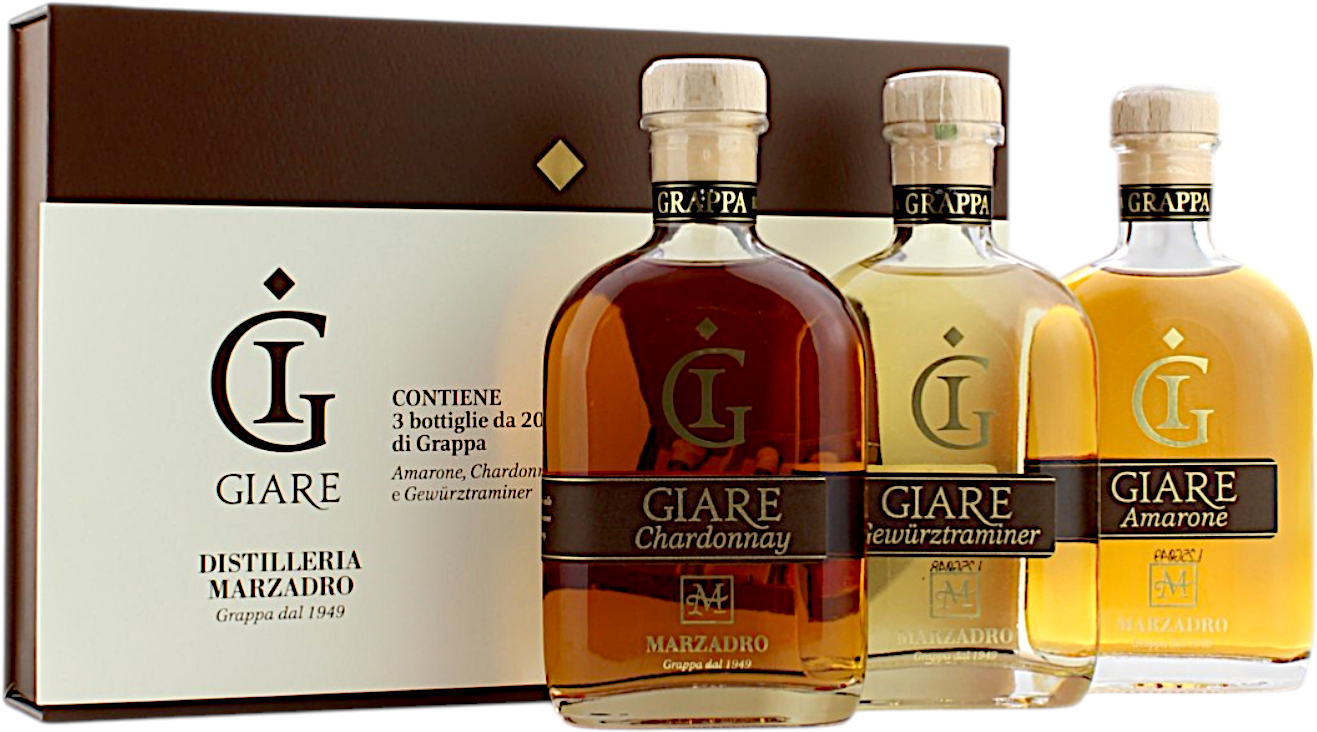 Marzadro Collezione Giare Grappa 3er Geschenkset 42.3% 3x200ml
